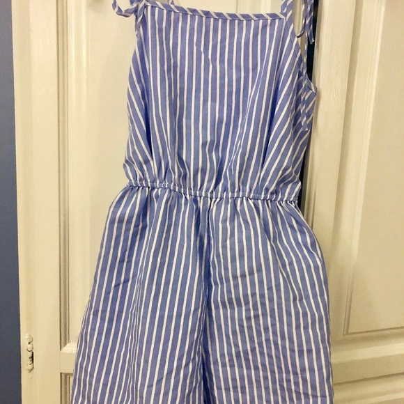 NWOT Nautical Vertical Striped Wrap-Tie Romper - Picture 3 of 3